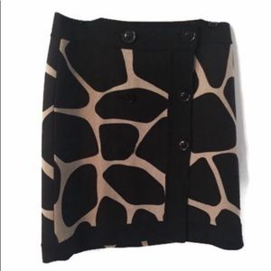 Carlisle Animal Print Wool Skirt Tan Brown Size 0
